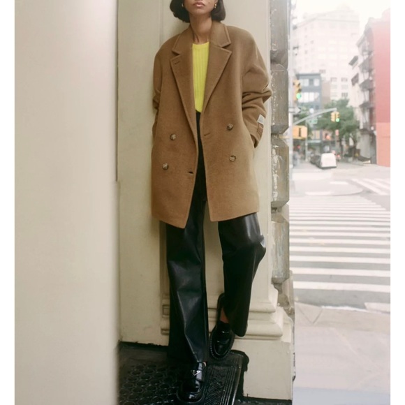 Aritzia Babaton The Slouch Short Coat Cocoa Sand camel tan - Picture 2 of 12